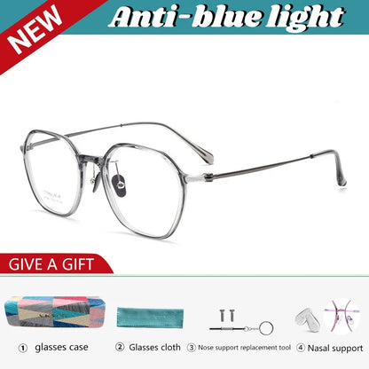 Geometric Personalized Polygonal Men's and Women's Simple Frames Blue Light Reading Glasses Customizable Prescription