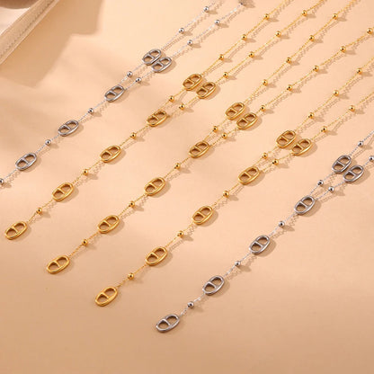 Fashion Long Chain Stainless Steel Necklacs For Women PVD Real Gold Plated Metal Female Collar Party Banquet Jewelry