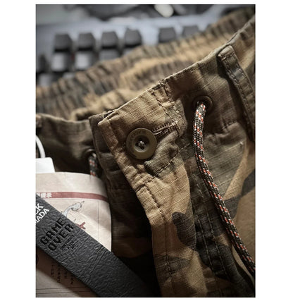 Mens American Camo Tactical Cargo Pants Outdoor Hiking High Quality Relaxed Fit Straight Leg 100% Cotton Casual Trendy Trousers