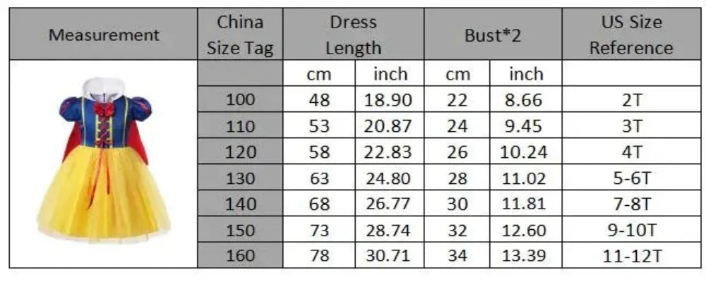 Deluxe Snow White Gown Set with Accessories Princess Costume Fairy Cosplay for Girls Kids Toddler Carnival Party Vestido