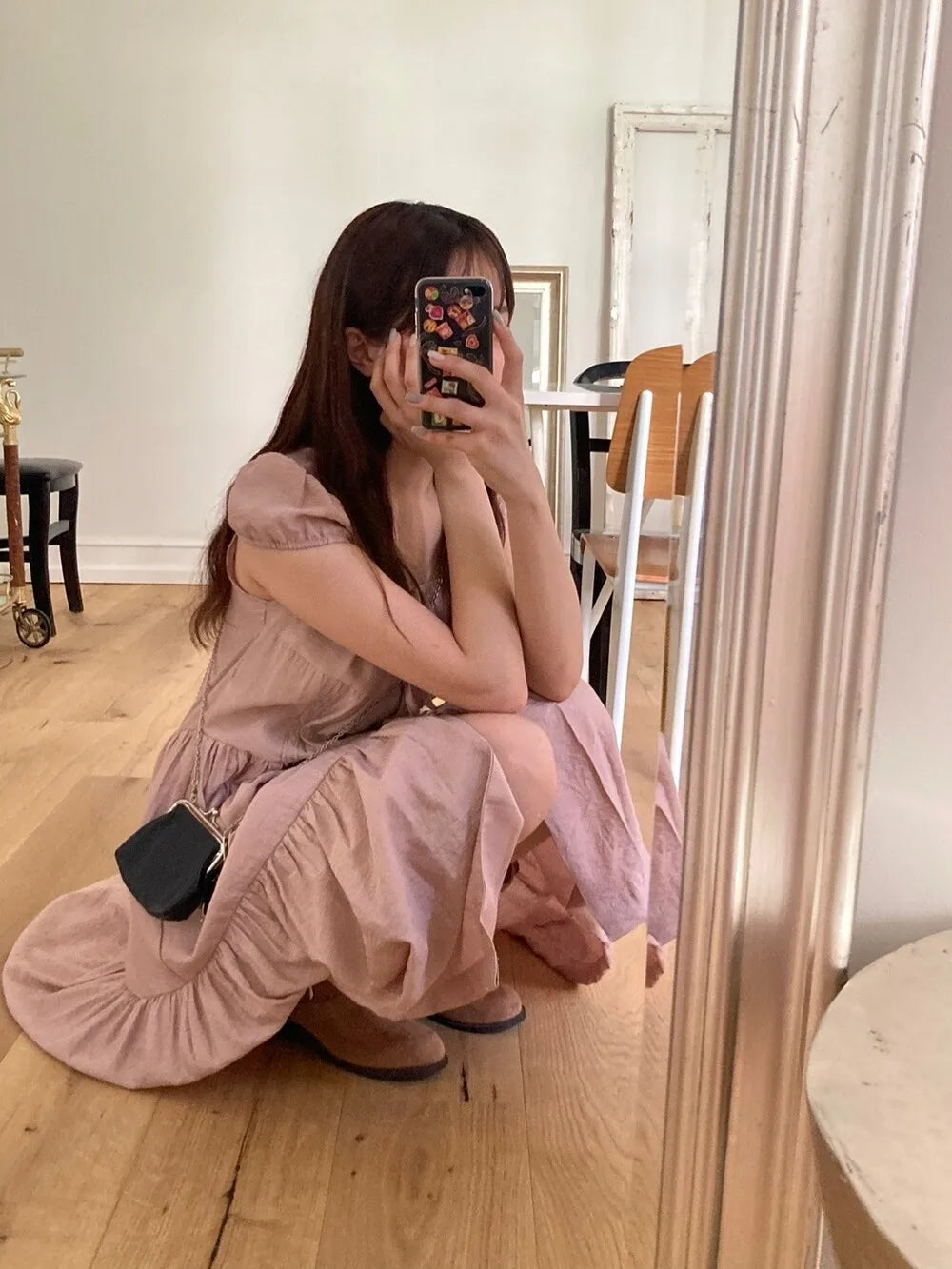Spring 2025 Chic A-Line Dr Korean Sle Long Svel Women's Faionable Gown Ele Personali Commute Suitable Dr