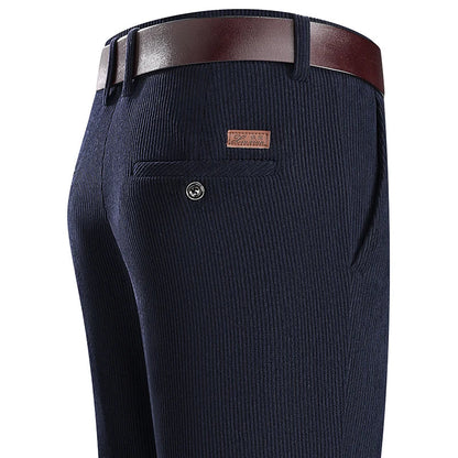 Mens Business Casual Pants Corduroy Suit Pants Autunn Formal Dress Pants Brown Navy Khaki 29-42