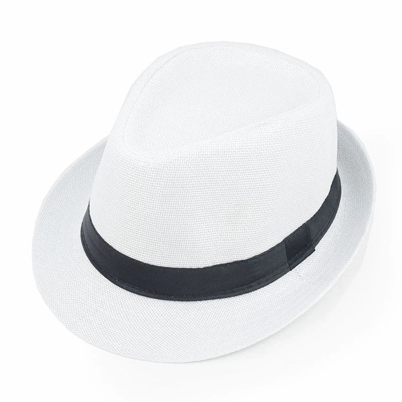New Summer Linen Fedora Jazz Hat British Style Unisex Straw Hat Beach Sun Hat Sun Protection Korean Style Sun Hat