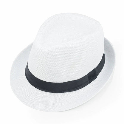 New Summer Linen Fedora Jazz Hat British Style Unisex Straw Hat Beach Sun Hat Sun Protection Korean Style Sun Hat