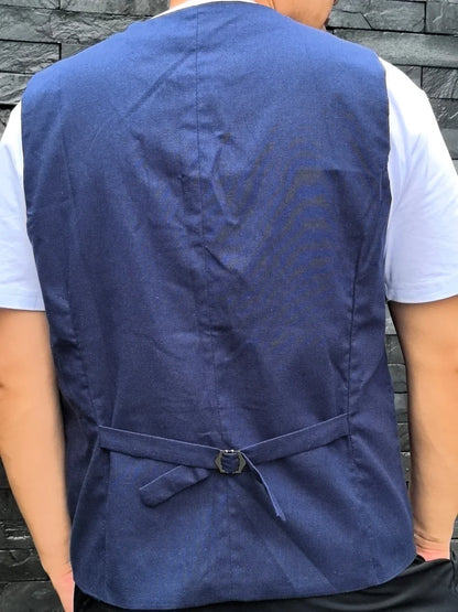 V Neck  Men's Vest Linen Suit Vest Summer Leisure Cotton Linen Waistcoat For Beach