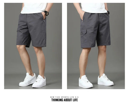 Summer new men's work shorts pocket zip trend versatile casual trousers five work trousers
