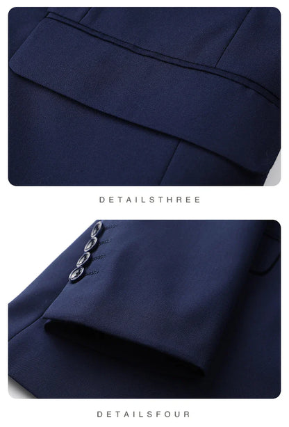 High-End Large Size Men's Three-Piece Suit Set - Business Formal Wedding Dress Coat Vest Trousers Combo for Plus Size Men