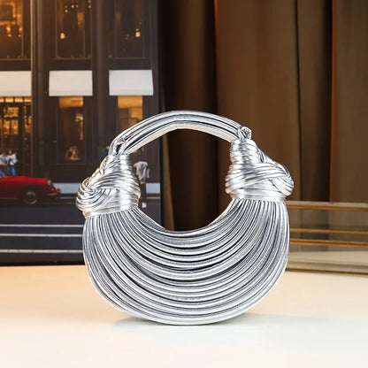 Ladies2025New Luxury Designer Handbags Hand-woven Noodle Bag Knot Bag silver Dinner Bag