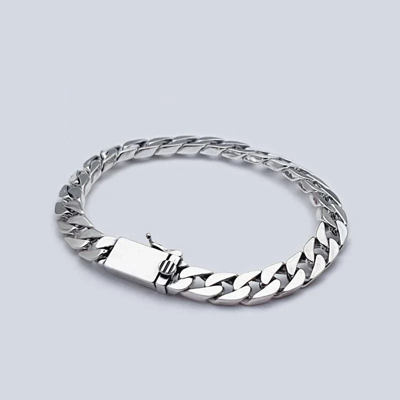 Solid S925 Sterling Silver Bracelet 7MM 8MM 10MM Punk Argent 925 Silver Jewelry Never Fade Men Jewelry Gifts Past Test