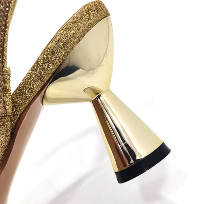 Italian Pointed Toe Wedding Shoes Gold Color Summer Sandal for Women 2023 High Heels Rhinestone Shoe and Bag Set