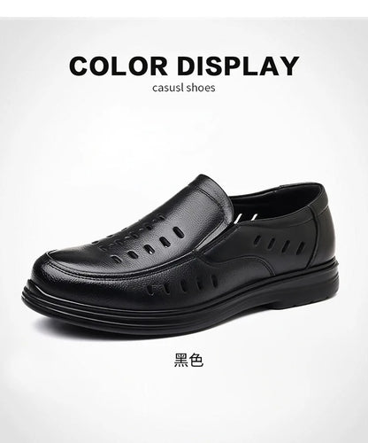 2026 New Designer Breathable Hallow Leather Shoes for Men Black Fashion Summer Shoes Male Britsh Business Casual Shoes Man