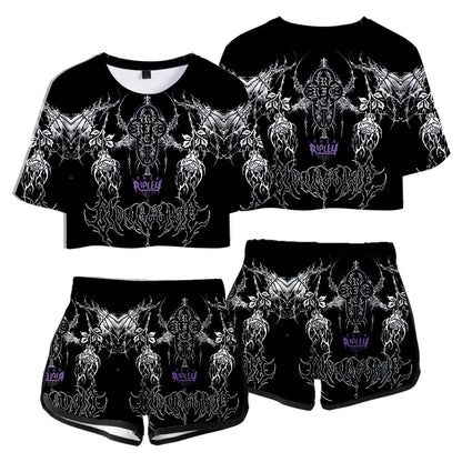Rhea Ripley Merch Tops Two Piece Set Shorts+Lovely TShirt Harajuku Streetwear Girl Sets Everyday Wear