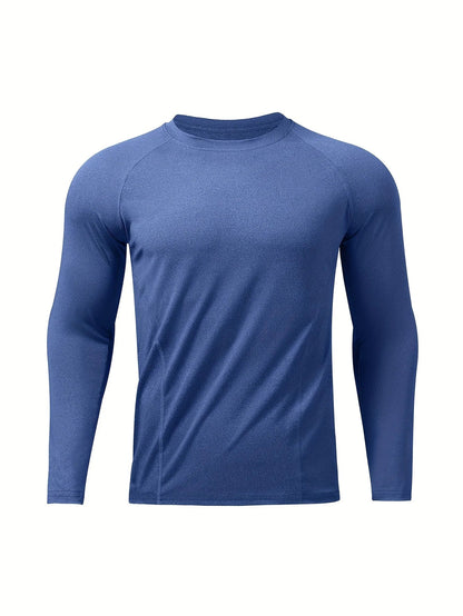 Men's fitness long sleeved T-shirt, men's quick drying football basketball tight top, high elasticity cycling compression traini