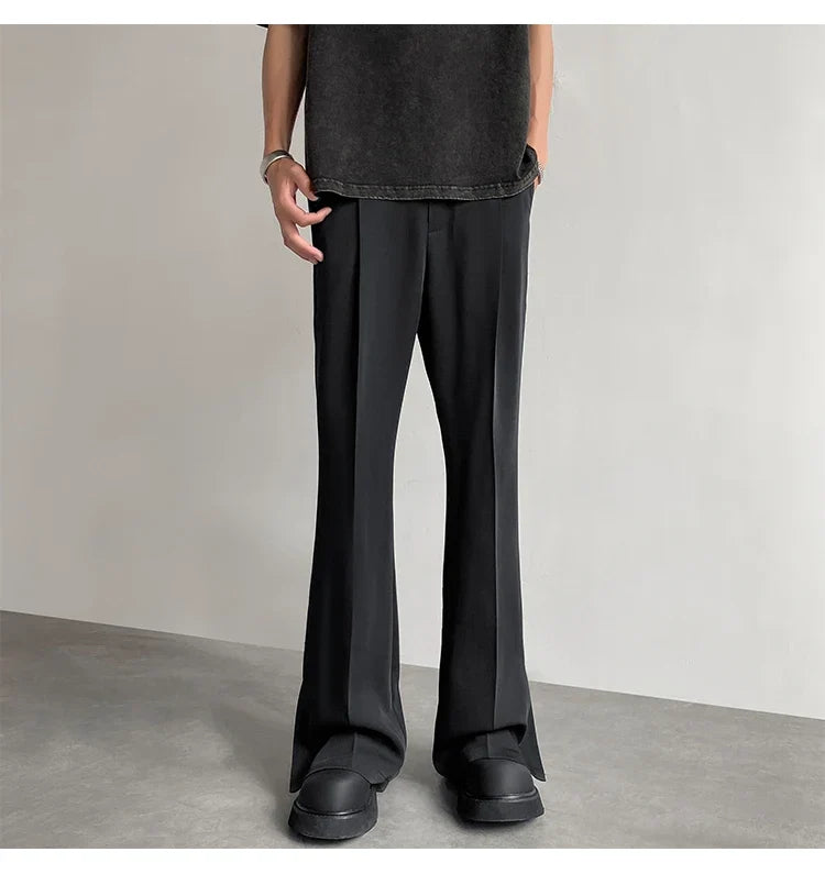 Brown Black Suit Pants Men Fashion Social Mens Dress Pants Korean Loose Casual Flared Pants Mens Office Formal Trousers M-2XL