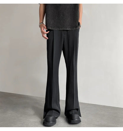 Brown Black Suit Pants Men Fashion Social Mens Dress Pants Korean Loose Casual Flared Pants Mens Office Formal Trousers M-2XL