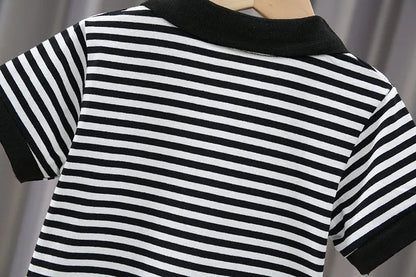New Baby Boys Girls Summer Outwear Cotton Strips Sports Suit Infant T Shirt Shorts Children Clothing Tracksuits Sets Outwear