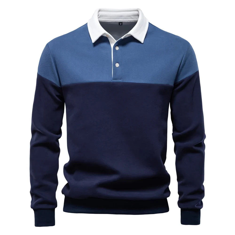 Men's Premium Cotton Sweatshirt Color Block Sweatshirt Long Sleeve Business Casual Social Sweatshirt