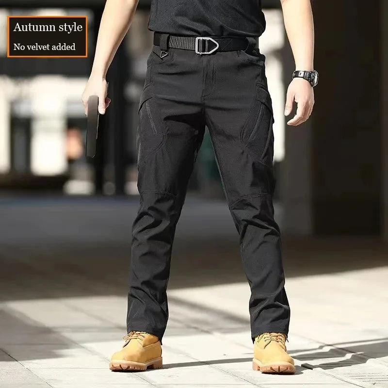 2024 City Cargo Pants Men Winter Tactical Fleece Sharkskin Warm Trousers Outdoor Waterproof Multi-Pocket Climbing Trekking Pants