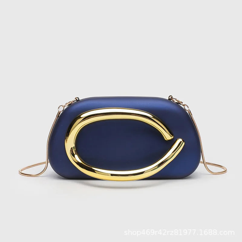 Classic round Box Handheld Dinner Bag Miniature Retro Metal Handle Chain Shoulder Strap Crossbody Bag Street Trend Hard PU Bag