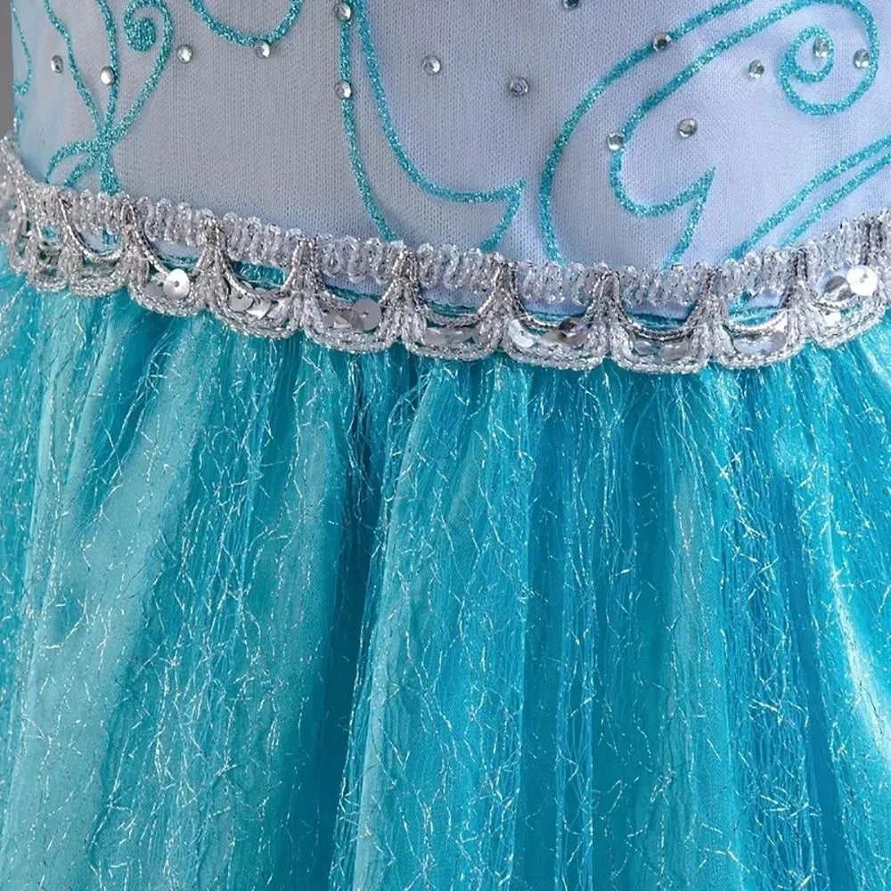 For 2-10 Year Cosplay Fancy Queen Frozen Elsa Anna Costume Girls Princess Dress Toddler Halloween Party with Decorative Fittings