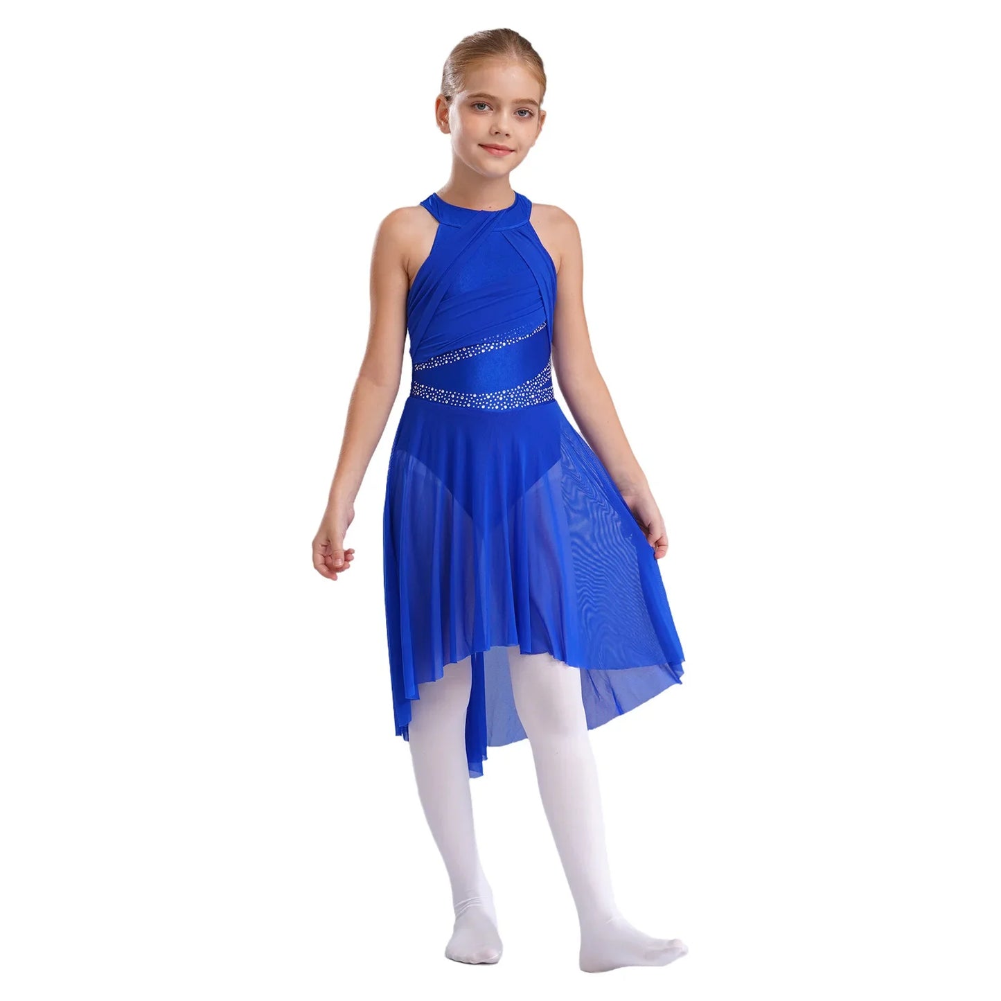 Toddler Girls Rhythmic Gymnastics Ballet Lyrical Contemporary Dance Costume Rhinestone Leotard Skating Jersey Tango Dresses