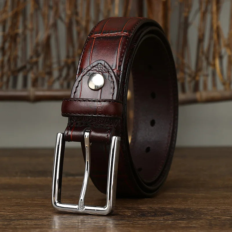 3.5CM Pure Cowhide High Quality Genuine Leather Belts for Men Strap Male Pin Buckle Business Suit West Belt Jeans Cowboy Cintos
