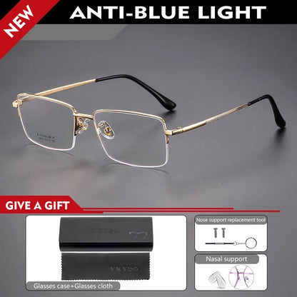 Simple New Retro Ultra-light Titanium Eyeglass Frames Men's Anti-blue Light Glasses Can Be Customized Prescription 18012