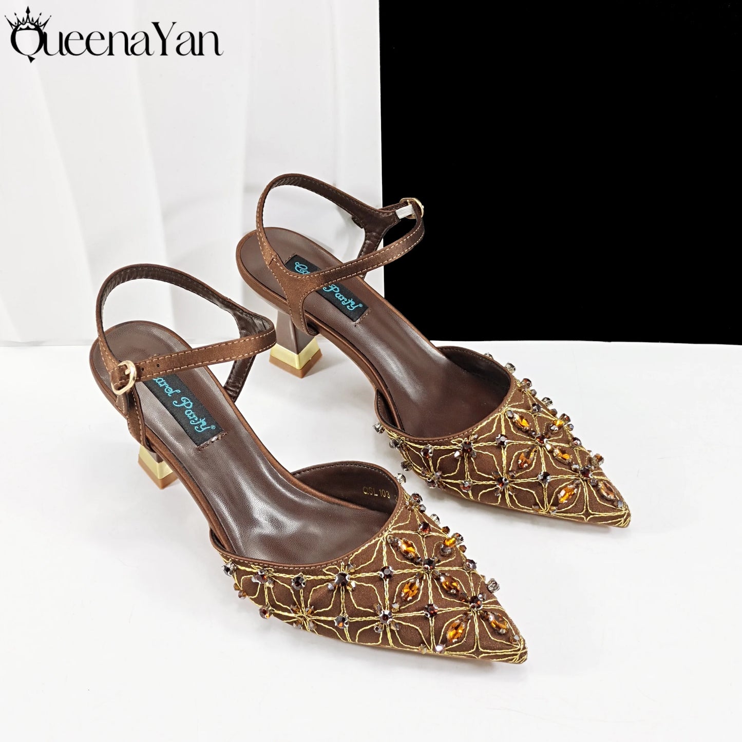 Elegant Full High Quality Diamond Design Olive Color Italian Women's Shoe and Handbag Set for Weddings and Special Occasions