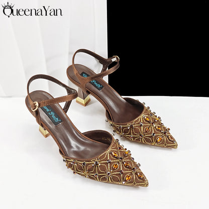Elegant Full High Quality Diamond Design Olive Color Italian Women's Shoe and Handbag Set for Weddings and Special Occasions