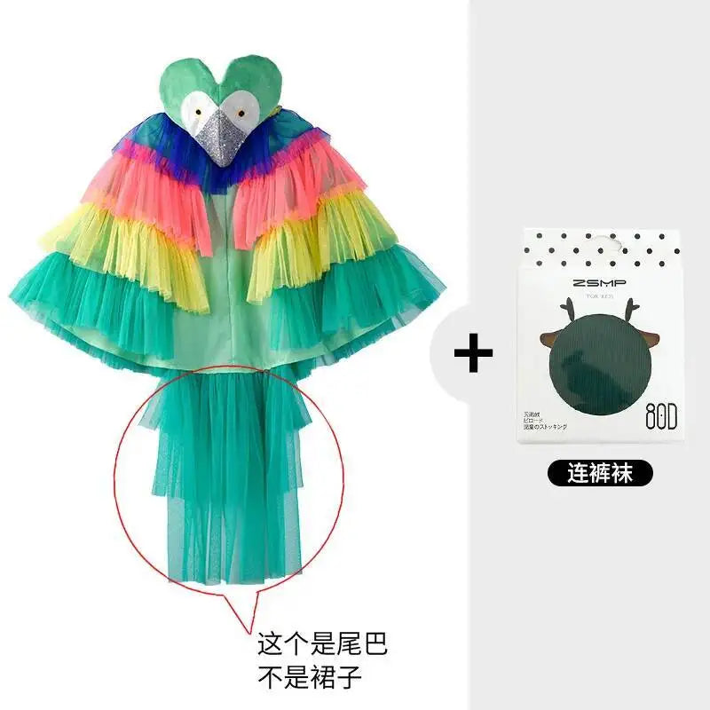 Halloween Children's Costume Cosplay Animal Parrot Performance Costume Kid Cloak Kindergarten Prom Animal Clothing