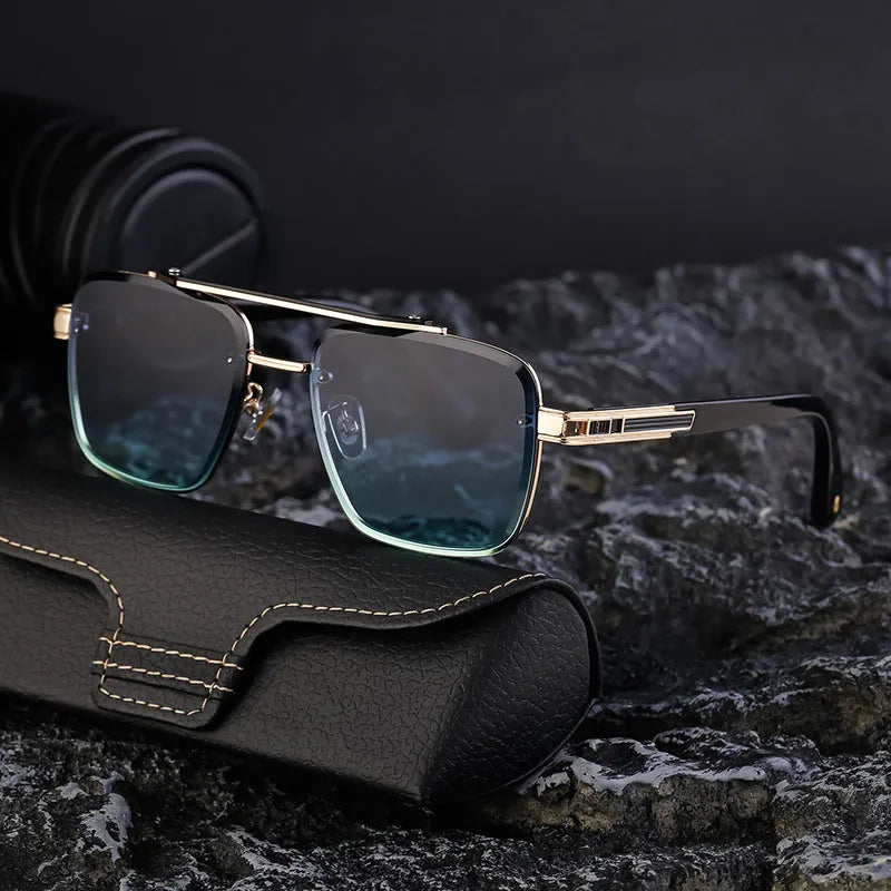 2025 Square Sunglass Men Luxury Sunscreen Rimless Sunglasses Women Vintage Fashion Glasses Gafas De Sol Hombre Lunette De Soleil
