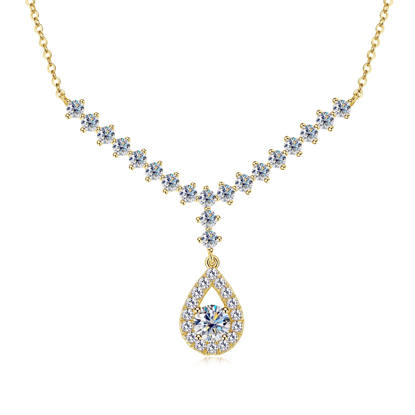 3.38CT Moissanite Necklaces for Women 100% Real Silver Chain 925 Pandant Lab Diamond Luxury Wedding Party Jewelry