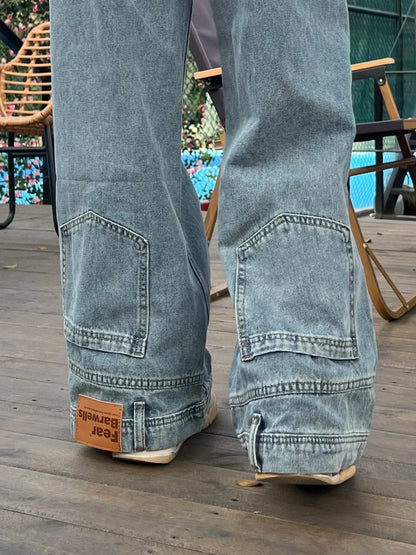 Casual jeans reversible pants ins fashion American retro Y2K loose high waist jeans women street clothing loose trousers pants