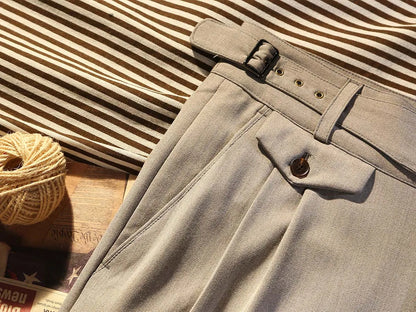 Men's high-density micro-stretch Goulger casual pants gray khaki herringbone pattern tapered Slim 9 pants pants