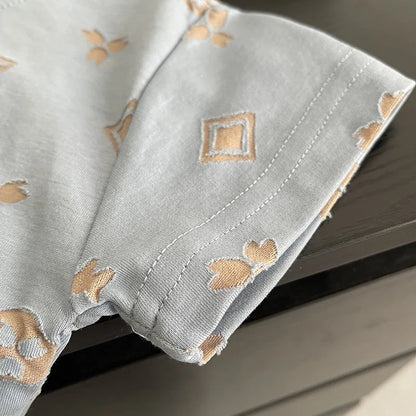 0-5Years New Baby Boys Girls Summer Clothes Multi Symbol Hot Dye T-shirt Denim Shorts 2pcs/sets Children Clothing Tracksuits Set