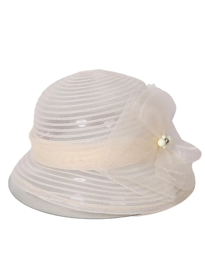 Floral Derby Fascinator Hat & Fedora for Women - Wedding Bridal Church Tea Party Formal Dress Accessories, Floppy Sun Caps