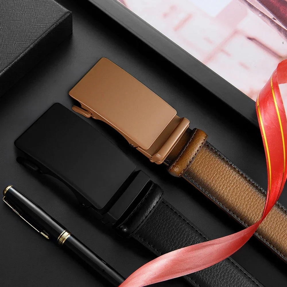 Men's Business Belt Leather Classic Alloy Buckle High Quality Casual Fashion Ratchet Adjustable Belt Cowboy Punk Casual Belt