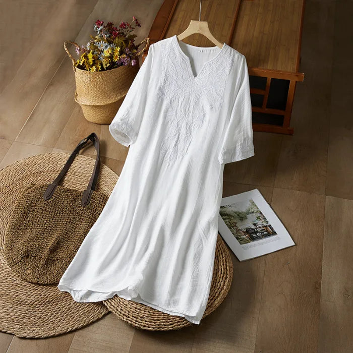 Embroidery Ethnic Style Fashion Clothes Vintage Cotton Linen Streetwear Harajuku Chinese Style Summer Dress for Women Clothing