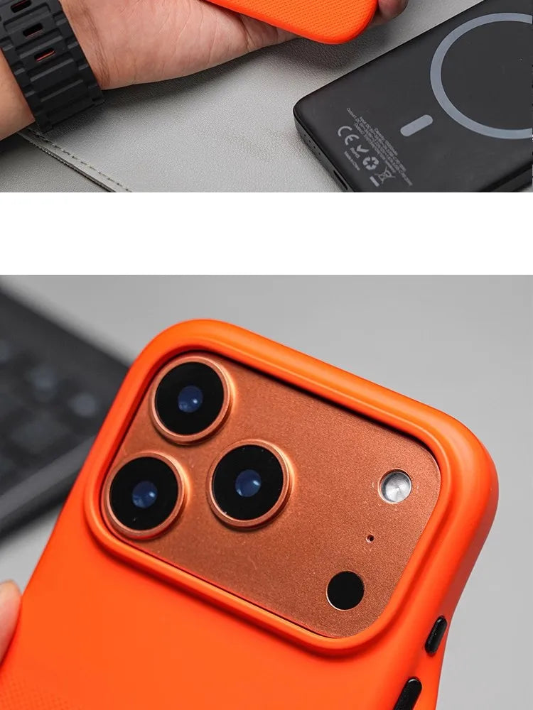 جراب هاتف مغناطيسي مضاد للسقوط بنمط نقطي بملمس طبيعي لهاتف iPhone 17 Pro Max متوافق مع MagSafe مع غطاء حماية بزر التحكم بالكاميرا