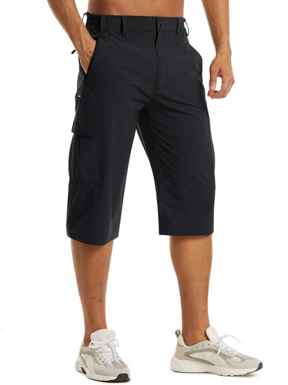 Below Knee Length 3/4 Long Shorts Men's Outdoor Capri Pants Multi Pocket Summer Twill Work Cargo Pants Man