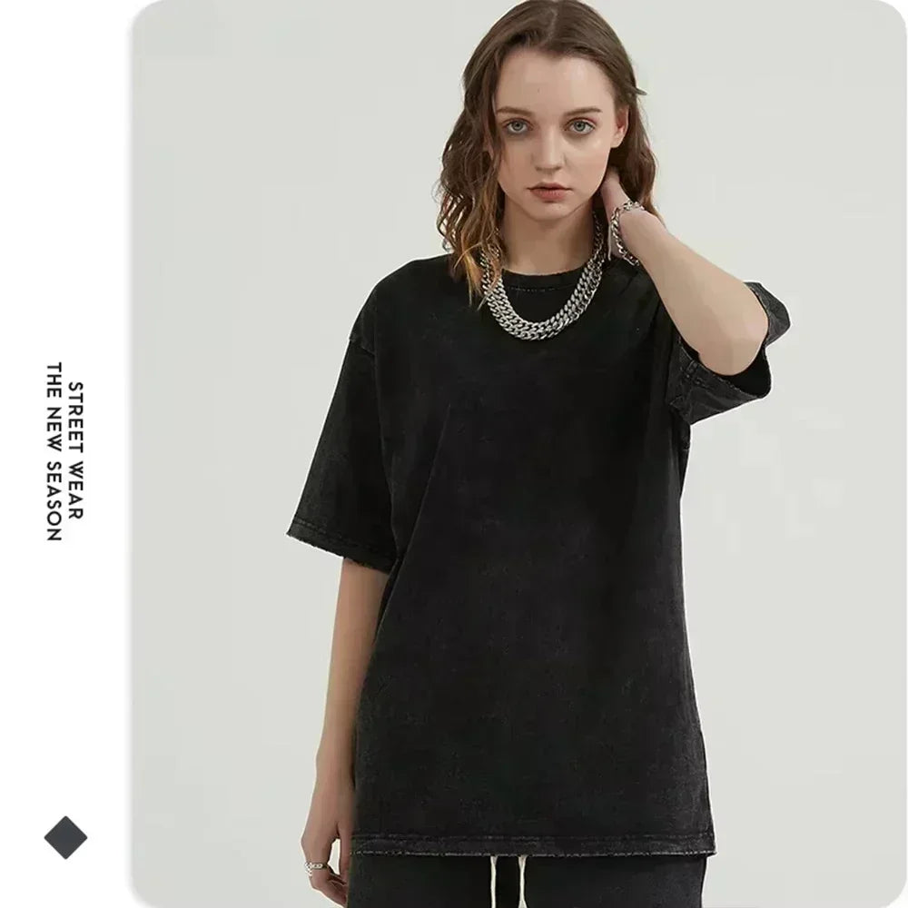 Unisex Oversized Anime Washed T-shirt Men One Piece Streetwear Women Short Sleeved Graphic Tee Summer Harajuku Casual Top HipHop