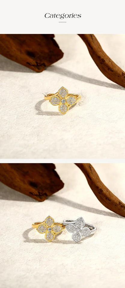 ATTAGEMS Bague Originale Moissanite Fleur Croisée DVVS1 en Argent Sterling 925 Véritable pour Femmes Filles Cadeau Anniversaire Bijoux Vente en Gros