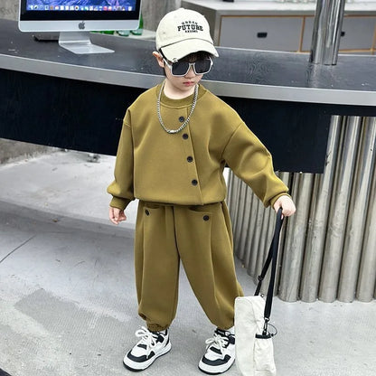Sweatshirt Set Children Clothing Top Bottom Clothing 4 Years Korean Kids Clothes 2025 New Children's Child Autumn Winter Boy