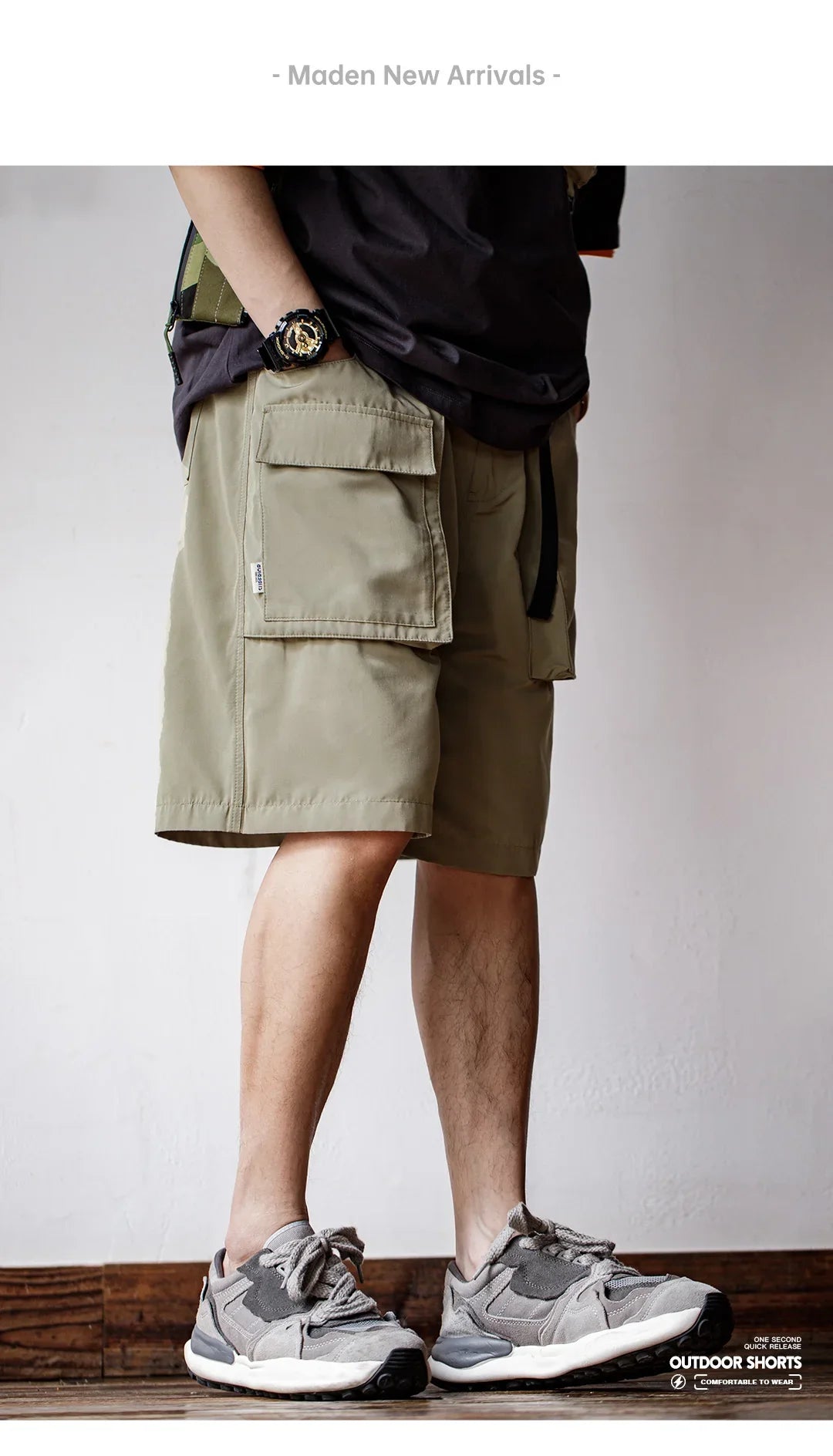 Outdoor Lightweight Functional Solid Shorts Quick Drying Pants Anti Wrinkle Large Pockets Casual Pants for Men's Summer