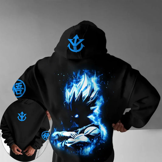 Dragon Ball Men's Hoodie Sweater Goku Kakarot SSB Japan Anime Summer Autumn Boys Children's Long Sleeve Loose Parent-Child Wear