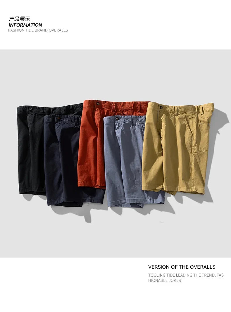 Men Summer Five Points Pants Male Trendy Loose Casual Daily Short Simple Fashion Versatile Solid Color Straight Leg Cargo Shorts