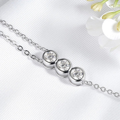 Bubbles 100% Real Moissanite Necklace for Women Girls Sparkling Classic Pendant 925 Sterling Silver Lad Diamond Chain