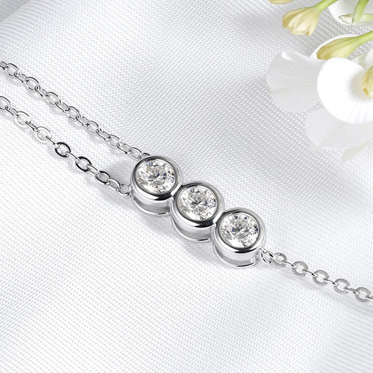 Bubbles 100% Real Moissanite Necklace for Women Girls Sparkling Classic Pendant 925 Sterling Silver Lad Diamond Chain