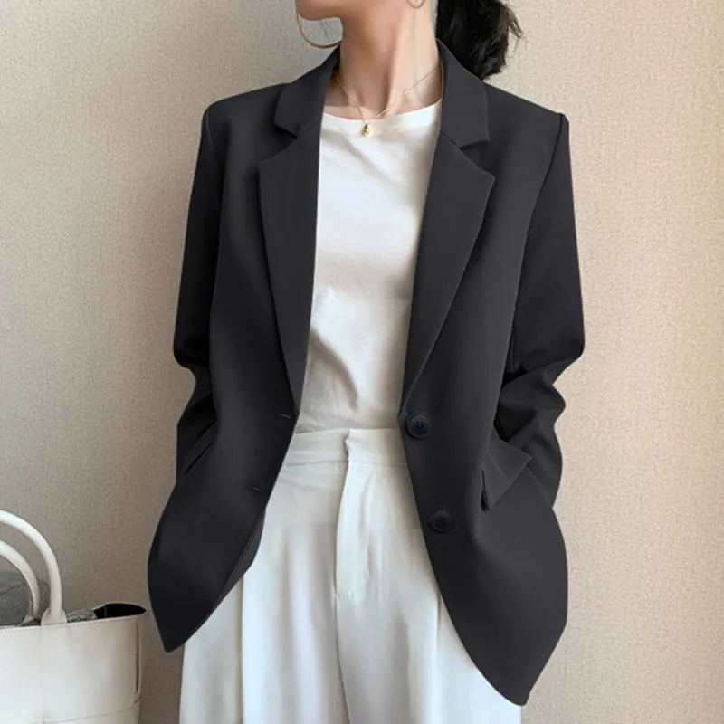 New Solid Color Blazer Coat Female Spring Autumn  Fashion Suit Jacket Ladies 2026  Advanced Long Sleeves Casual Tops Outwear