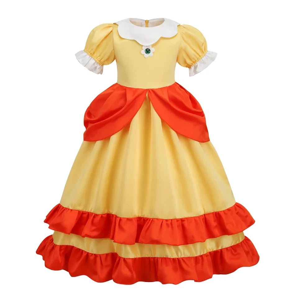 Daisy Girls Princess Dress Cartoon Movie Cosplay Costume Summer Kids Orange Party Outfits 2-10 Years Halloween Fancy Clothes